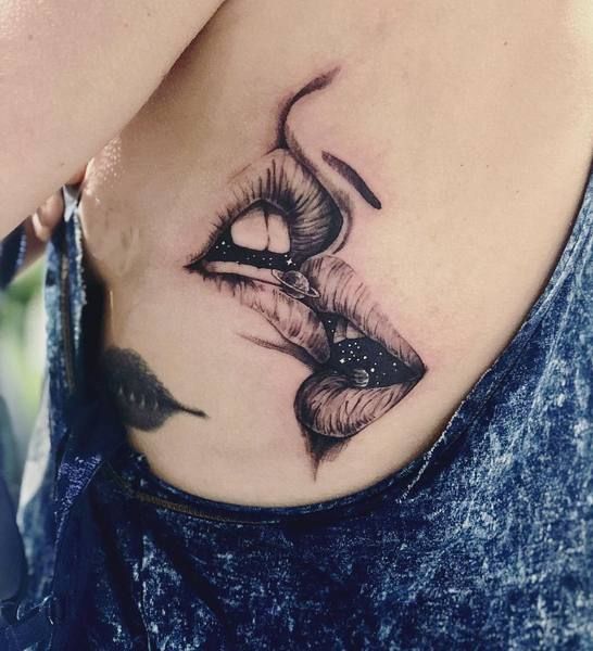 Lips kiss tattoos are trendy these days, so why not tattoo it?
