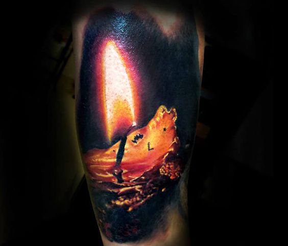 Realistic candle tattoos symbolism designs and placement