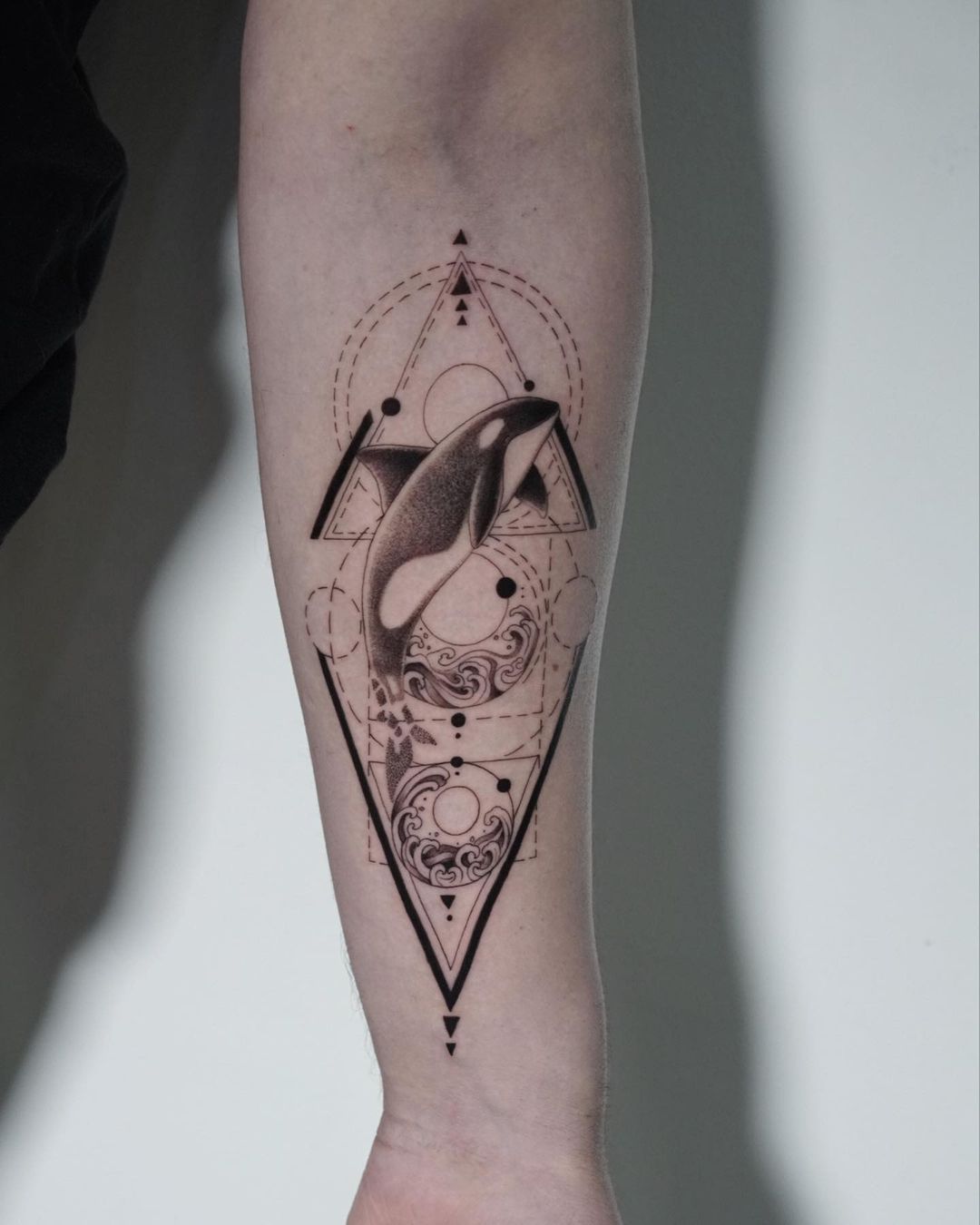 Colored Geometric Whale Tattoo by Jasper Andres  Whale tattoos Tattoos  Narwhal tattoo
