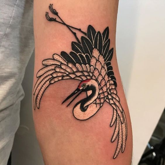 Traditional crane tattoo in 15 design ideas for your new tattoo