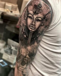 Egyptian Black and Grey Tattoo idea  Louis Santos Tattoo