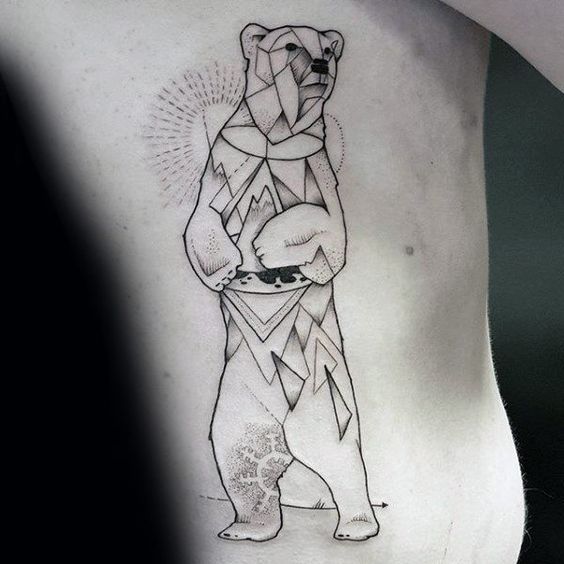 Polar bear tattoos with a geometric twist