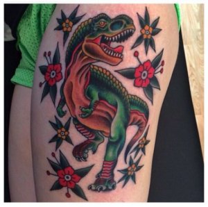 T Rex traditional tattoo designs for dinosaur lovers 1