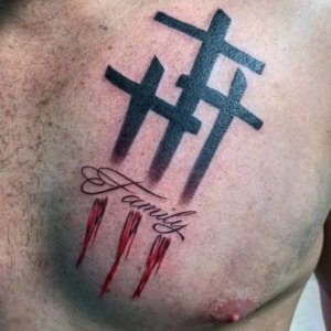 3 Cross Chest Tattoo Inspiration as Sacred Symbols 4