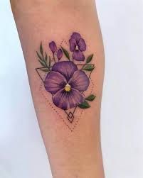 Violet Flower Tattoo on thigh