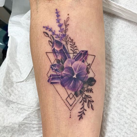 Violet Flower Tattoo on forearm