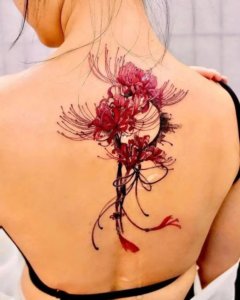 Back Red Spider Lily Tattoo Design