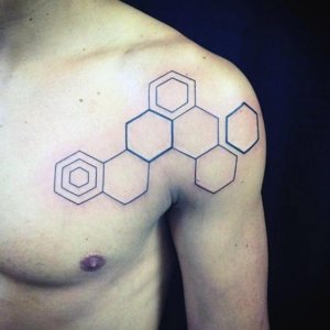Simple Honeycomb Tattoo Idea for Every shoulder