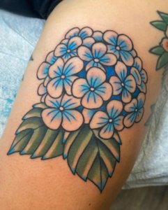 Traditional Hydrangea arm Tattoo Vintage Floral Charm Awaits!