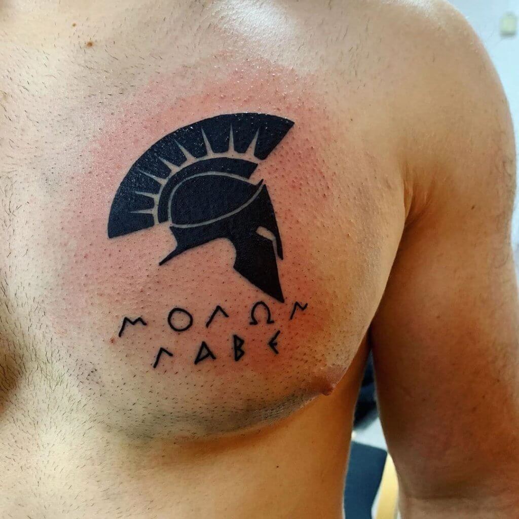 Molon Labe Tattoo chest tattoo