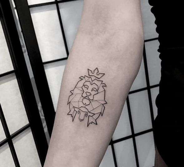 Lion and Lamb geometric tattoos 4