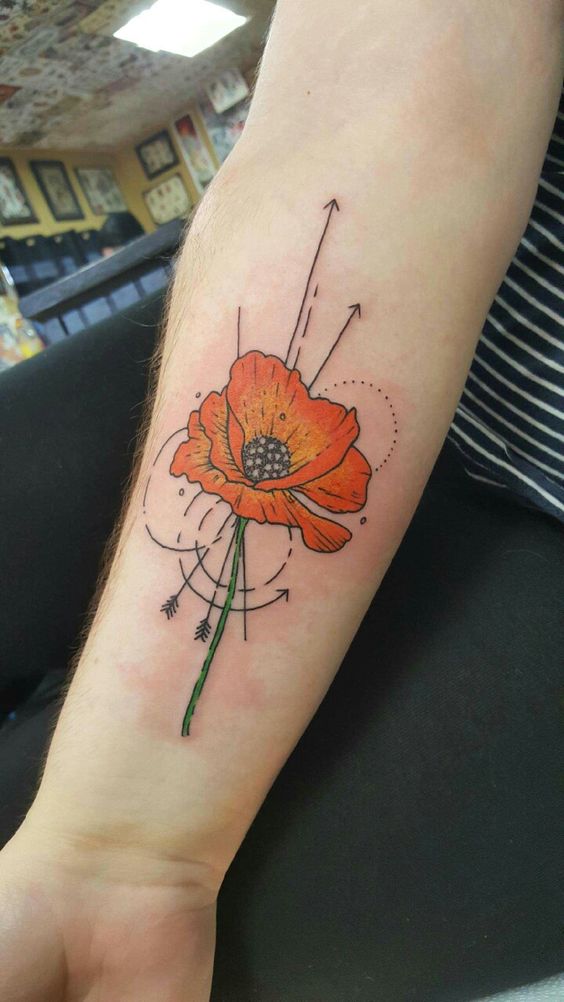California Poppy geometric tattoos 6